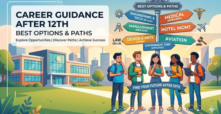 Explore career guidance after 12th with top options in science, commerce, and arts. Find the right path based on your skills and future goals
