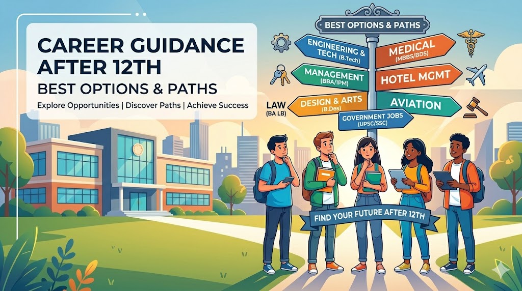 Explore career guidance after 12th with top options in science, commerce, and arts. Find the right path based on your skills and future goals